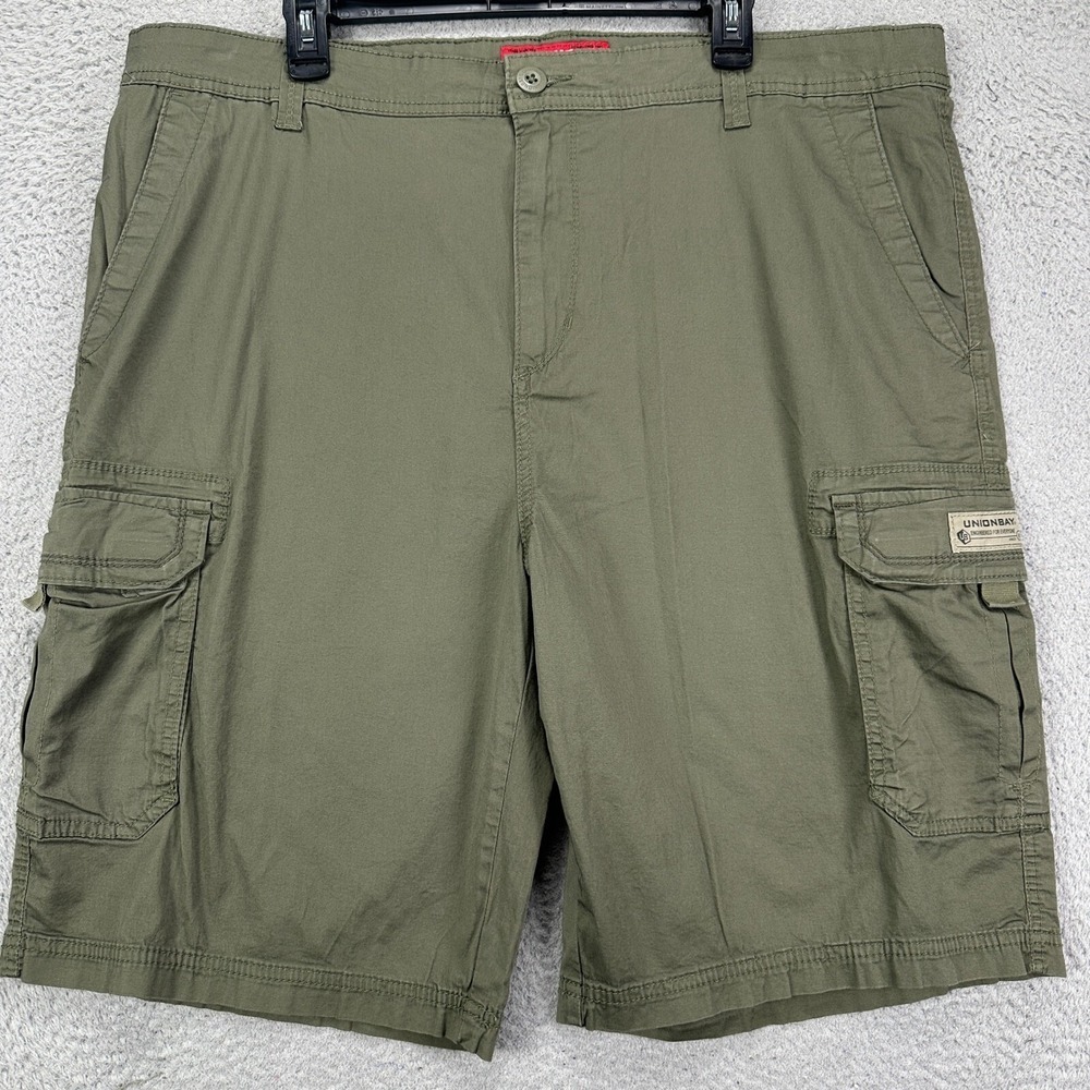 Unionbay Mens Cargo Shorts 42 Olive Green Flat Front Stretch Pockets Outdoor